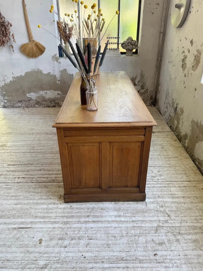 Pamono Vintage Oak Office Counter, 1950s New
