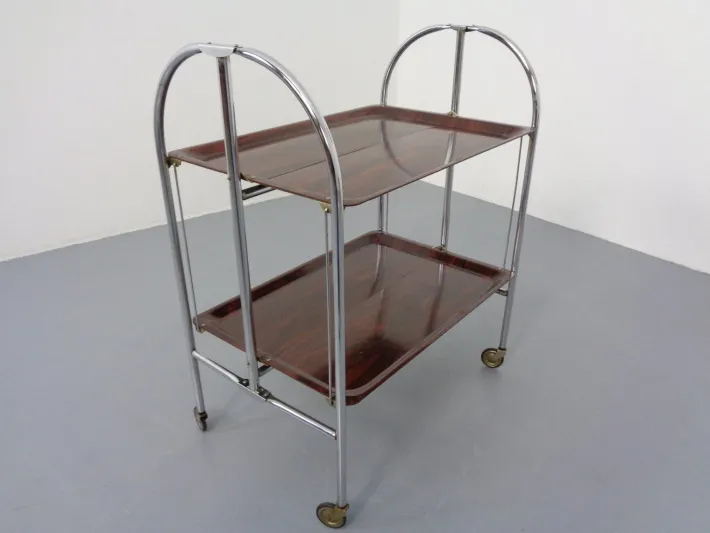 Pamono Vintage Optic Rosewood Pressalit Tea Cart, 1970s Outlet