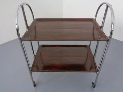 Pamono Vintage Optic Rosewood Pressalit Tea Cart, 1970s Outlet