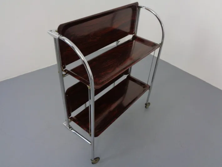 Pamono Vintage Optic Rosewood Pressalit Tea Cart, 1970s Outlet