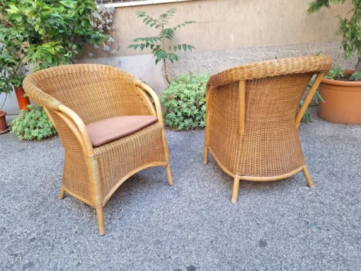Pamono Vintage Outdoor Armchairs in Rattan and Bamboo, 1960s, Set of 2 Clearance