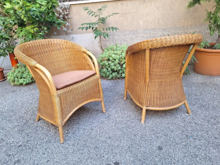Pamono Vintage Outdoor Armchairs in Rattan and Bamboo, 1960s, Set of 2 Clearance