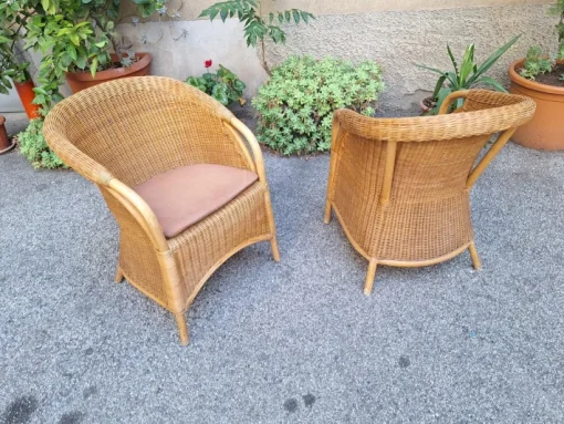 Pamono Vintage Outdoor Armchairs in Rattan and Bamboo, 1960s, Set of 2 Clearance