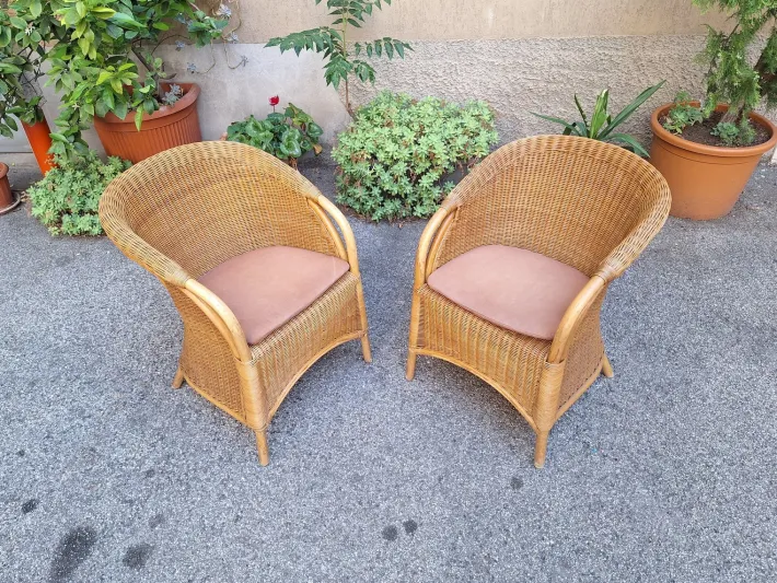 Pamono Vintage Outdoor Armchairs in Rattan and Bamboo, 1960s, Set of 2 Clearance