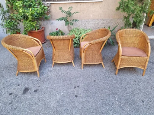 Pamono Vintage Outdoor Armchairs in Rattan and Bamboo, 1960s, Set of 2 Clearance