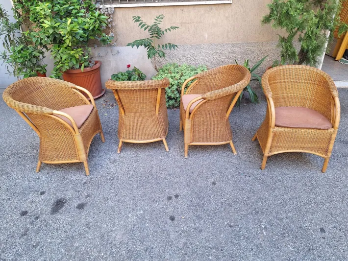 Pamono Vintage Outdoor Armchairs in Rattan and Bamboo, 1960s, Set of 2 Clearance