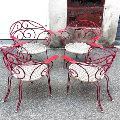 Pamono Vintage Outdoor Chairs with Lacquered Metal Structure, 1960s, Set of 4 New