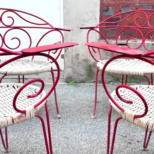 Pamono Vintage Outdoor Chairs with Lacquered Metal Structure, 1960s, Set of 4 New