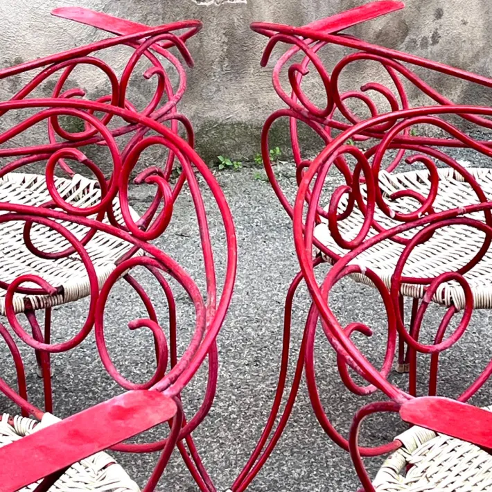 Pamono Vintage Outdoor Chairs with Lacquered Metal Structure, 1960s, Set of 4 New