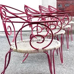 Pamono Vintage Outdoor Chairs with Lacquered Metal Structure, 1960s, Set of 4 New