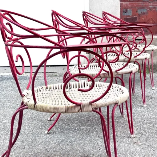 Pamono Vintage Outdoor Chairs with Lacquered Metal Structure, 1960s, Set of 4 New