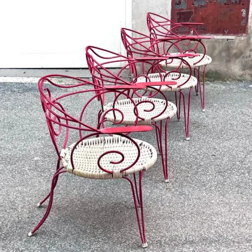Pamono Vintage Outdoor Chairs with Lacquered Metal Structure, 1960s, Set of 4 New