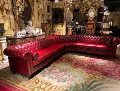 Pamono Vintage Oxblood Red Chesterfield Corner Couch