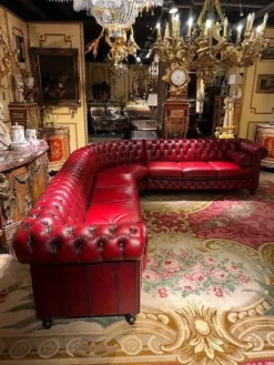 Pamono Vintage Oxblood Red Chesterfield Corner Couch