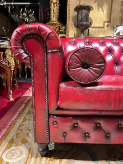 Pamono Vintage Oxblood Red Chesterfield Corner Couch
