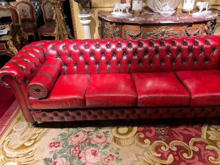 Pamono Vintage Oxblood Red Chesterfield Corner Couch
