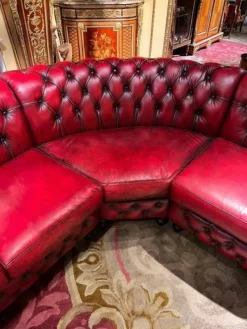 Pamono Vintage Oxblood Red Chesterfield Corner Couch