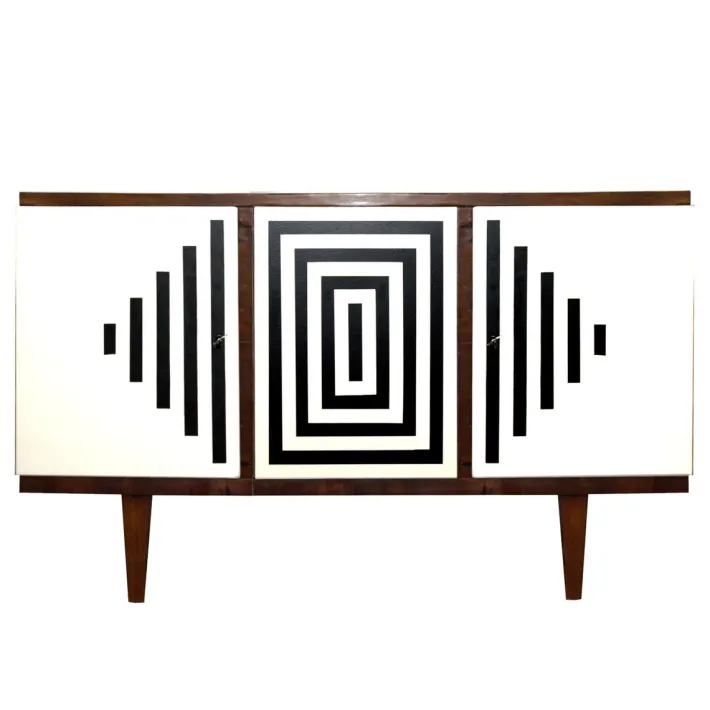 Pamono Vintage Polish Cabinet with Op Art Motif, 1960s Online