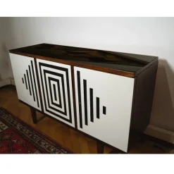 Pamono Vintage Polish Cabinet with Op Art Motif, 1960s Online