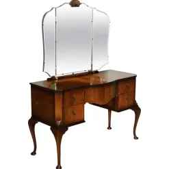 Pamono Vintage Queen Anne Style Legs Dressing Table with Large Mirror Best