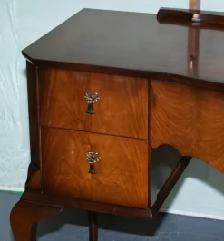 Pamono Vintage Queen Anne Style Legs Dressing Table with Large Mirror Best