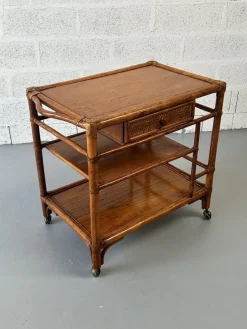 Pamono Vintage Rattan and Leather Bar Cart Online