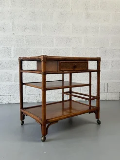 Pamono Vintage Rattan and Leather Bar Cart Online