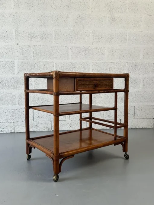 Pamono Vintage Rattan and Leather Bar Cart Online