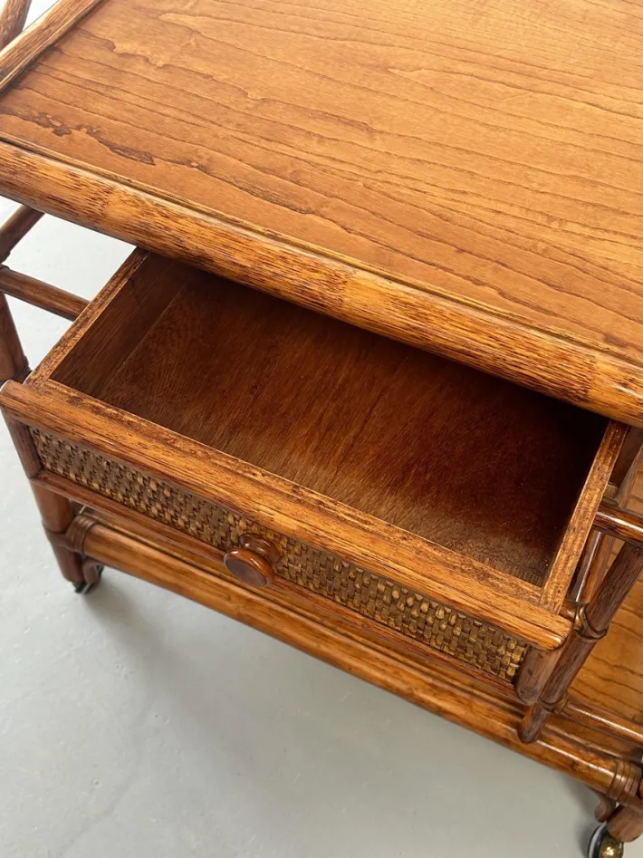 Pamono Vintage Rattan and Leather Bar Cart Online