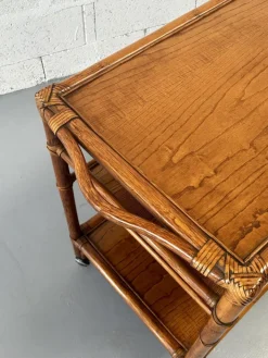 Pamono Vintage Rattan and Leather Bar Cart Online