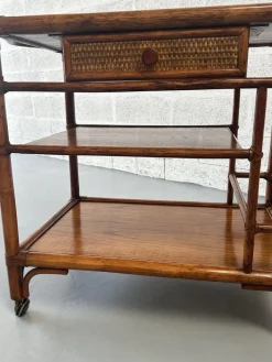 Pamono Vintage Rattan and Leather Bar Cart Online