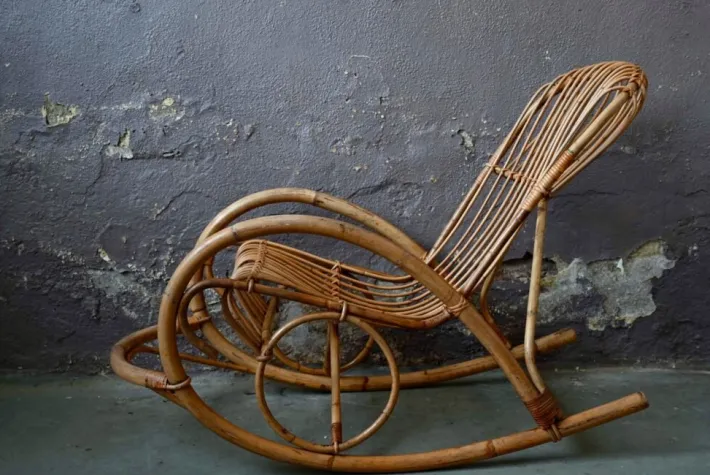 Pamono Vintage Rattan Rocking Chair Hot