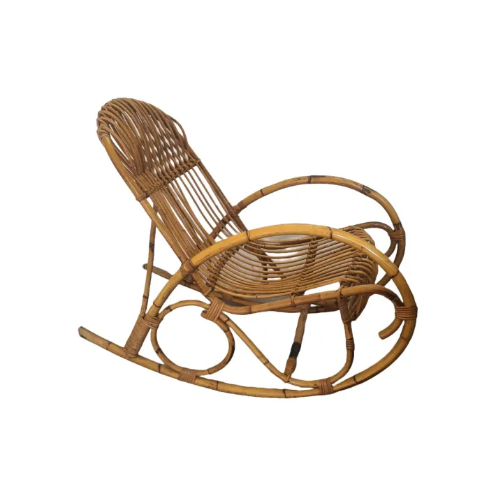 Pamono Vintage Rattan Rocking Chair with Cushion, 1960s Outlet