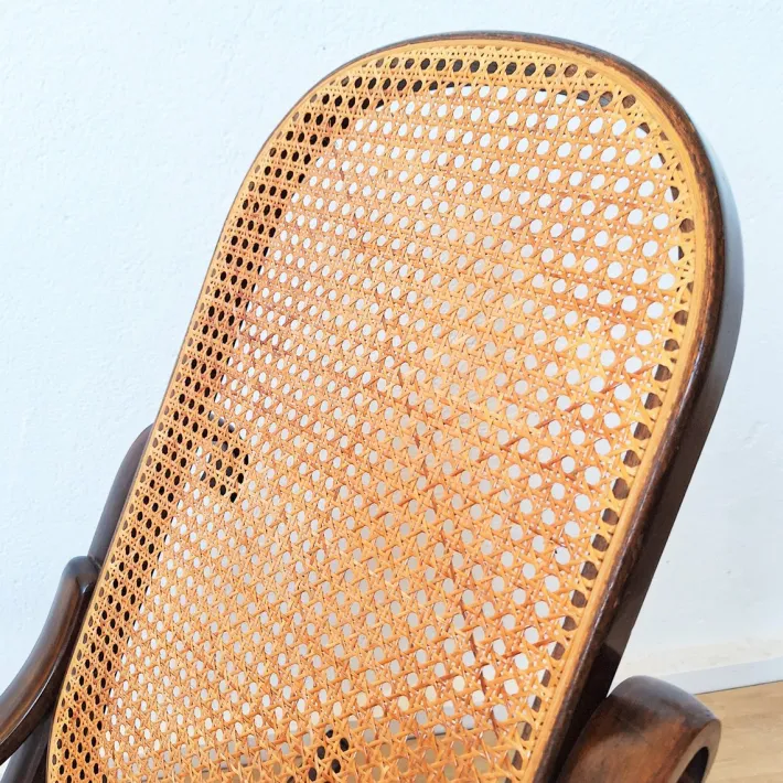 Pamono Vintage Rattan Rocking Chair in the style of Thonet, 1970s