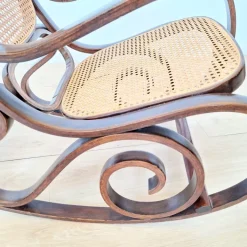 Pamono Vintage Rattan Rocking Chair in the style of Thonet, 1970s