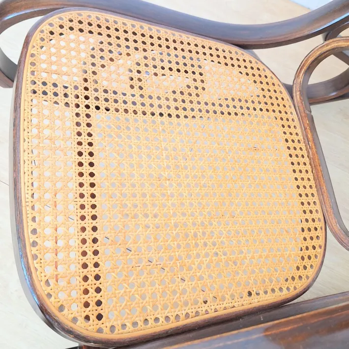 Pamono Vintage Rattan Rocking Chair in the style of Thonet, 1970s