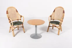 Pamono Vintage Rattan-Bamboo Indoor/Outdoor Chairs with Table, 1970s, Set of 3
