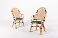 Pamono Vintage Rattan-Bamboo Indoor/Outdoor Chairs with Table, 1970s, Set of 3