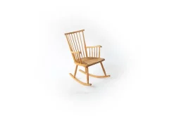 Pamono Vintage Rocking Chair in Rattan and Wood Discount