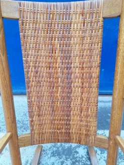 Pamono Vintage Rocking Chair in Oak and Rattan, 1960s Hot