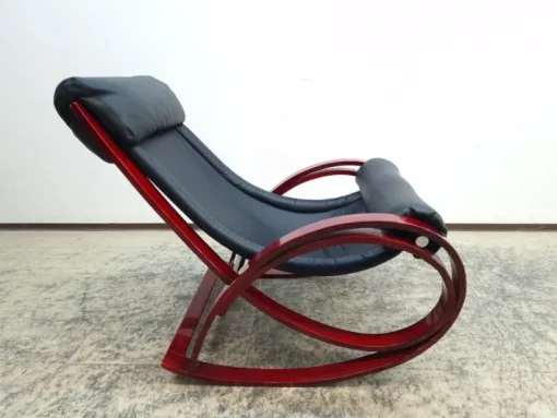 Pamono Vintage Rocking Chair in Leather by Gae Aulenti for Poltronova Discount