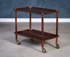 Pamono Vintage Rosewood Serving Bar Cart by Poul Hundevad, 1960s New