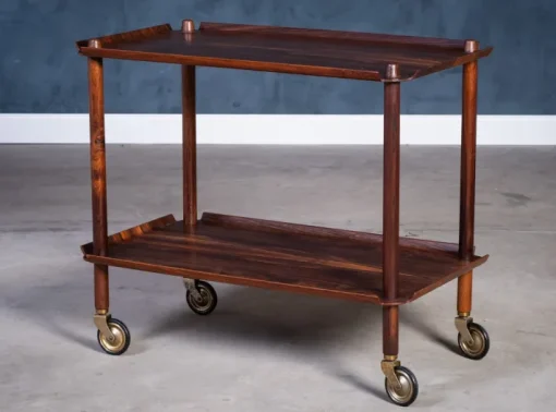 Pamono Vintage Rosewood Serving Bar Cart by Poul Hundevad, 1960s New