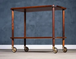 Pamono Vintage Rosewood Serving Bar Cart by Poul Hundevad, 1960s New