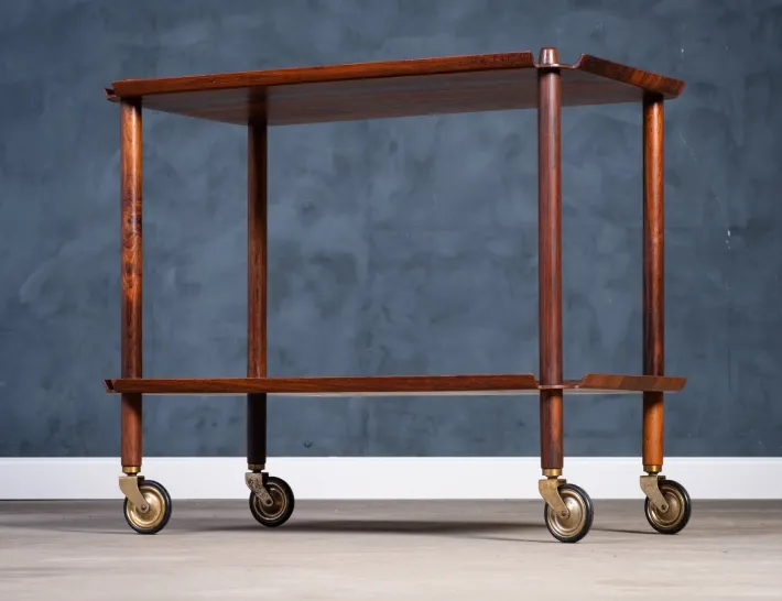 Pamono Vintage Rosewood Serving Bar Cart by Poul Hundevad, 1960s New