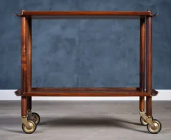 Pamono Vintage Rosewood Serving Bar Cart by Poul Hundevad, 1960s New