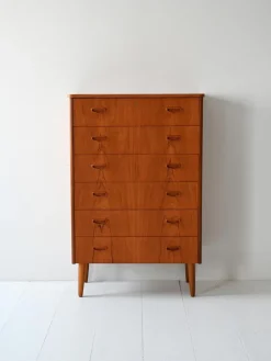 Pamono Vintage Scandinavian Flamed Teak Chest of Drawers, 1950s Best