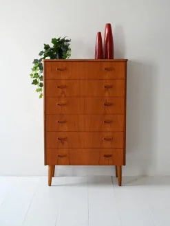 Pamono Vintage Scandinavian Flamed Teak Chest of Drawers, 1950s Best