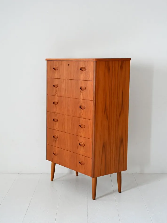 Pamono Vintage Scandinavian Flamed Teak Chest of Drawers, 1950s Best