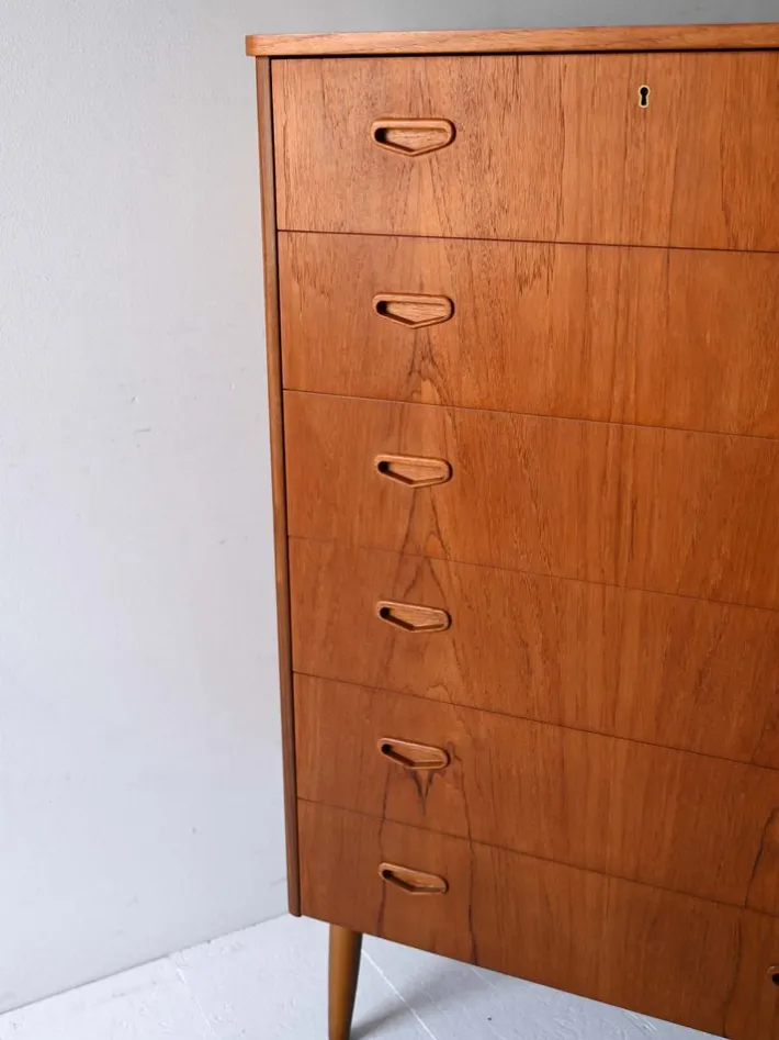 Pamono Vintage Scandinavian Flamed Teak Chest of Drawers, 1950s Best